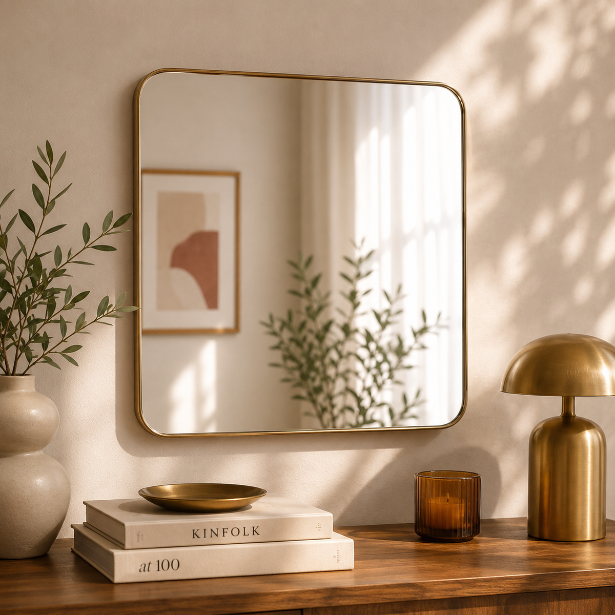 Specchio da Parete Adhira Oro 60 x 60 cm