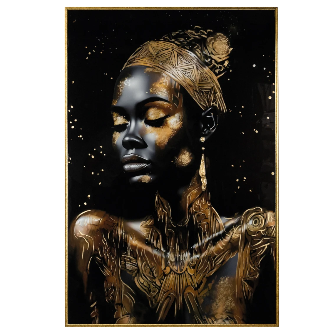 Quadro Decorativo Donna con Foglia Oro 120x80 cm Artidea
