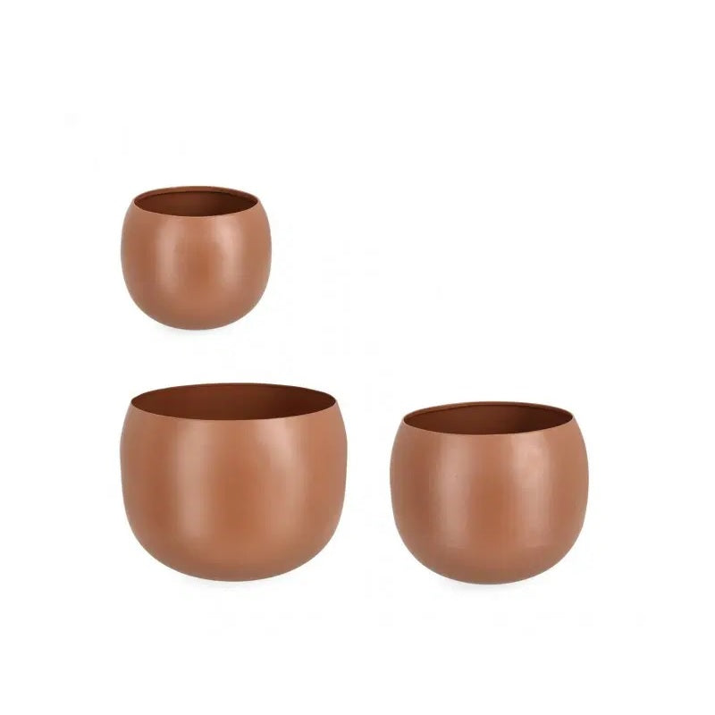 SET 3 PEZZI FIORIERA KEYRA CIOTOLA MARRONE