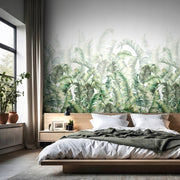 Carta da Parati Tropicale Foglie Verdi 3 Pannelli 159x270 cm