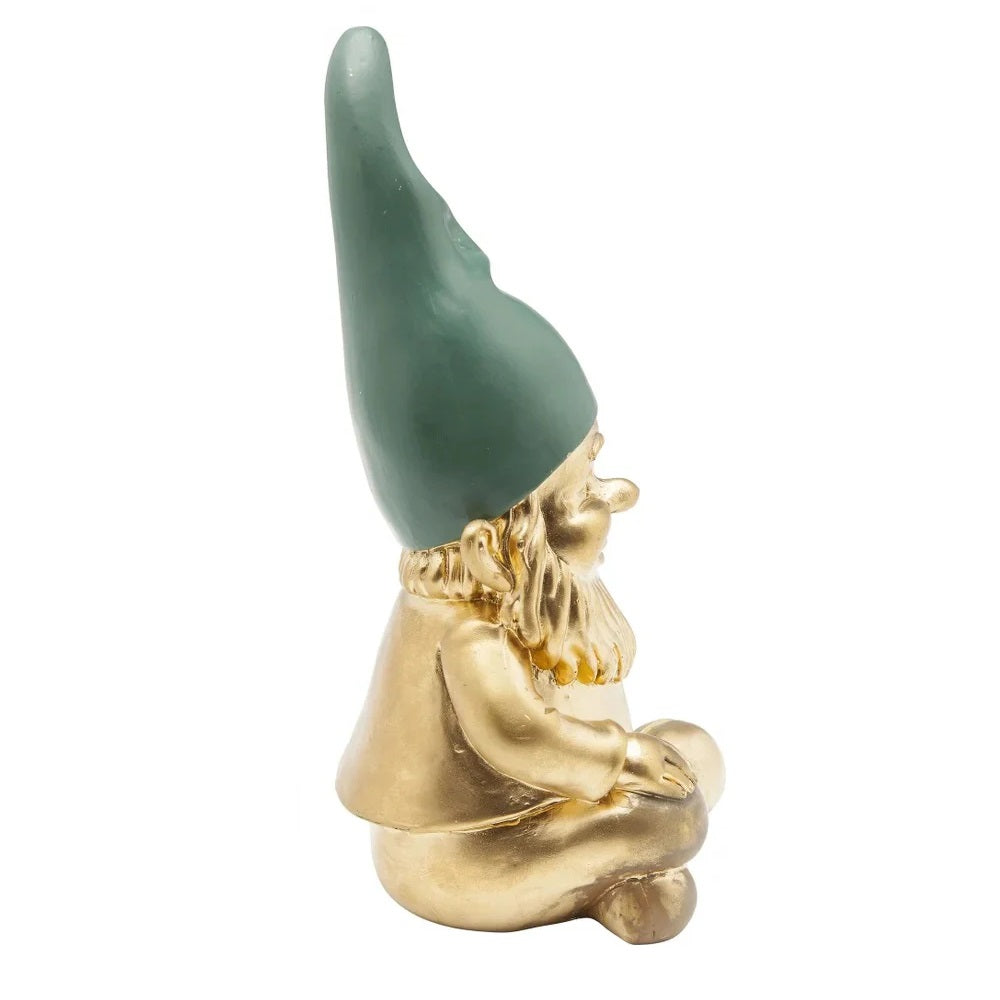 Statuetta Figura Decorativa Gnomo Zwerg Sitting Oro e Verde Nano Design 19 cm
