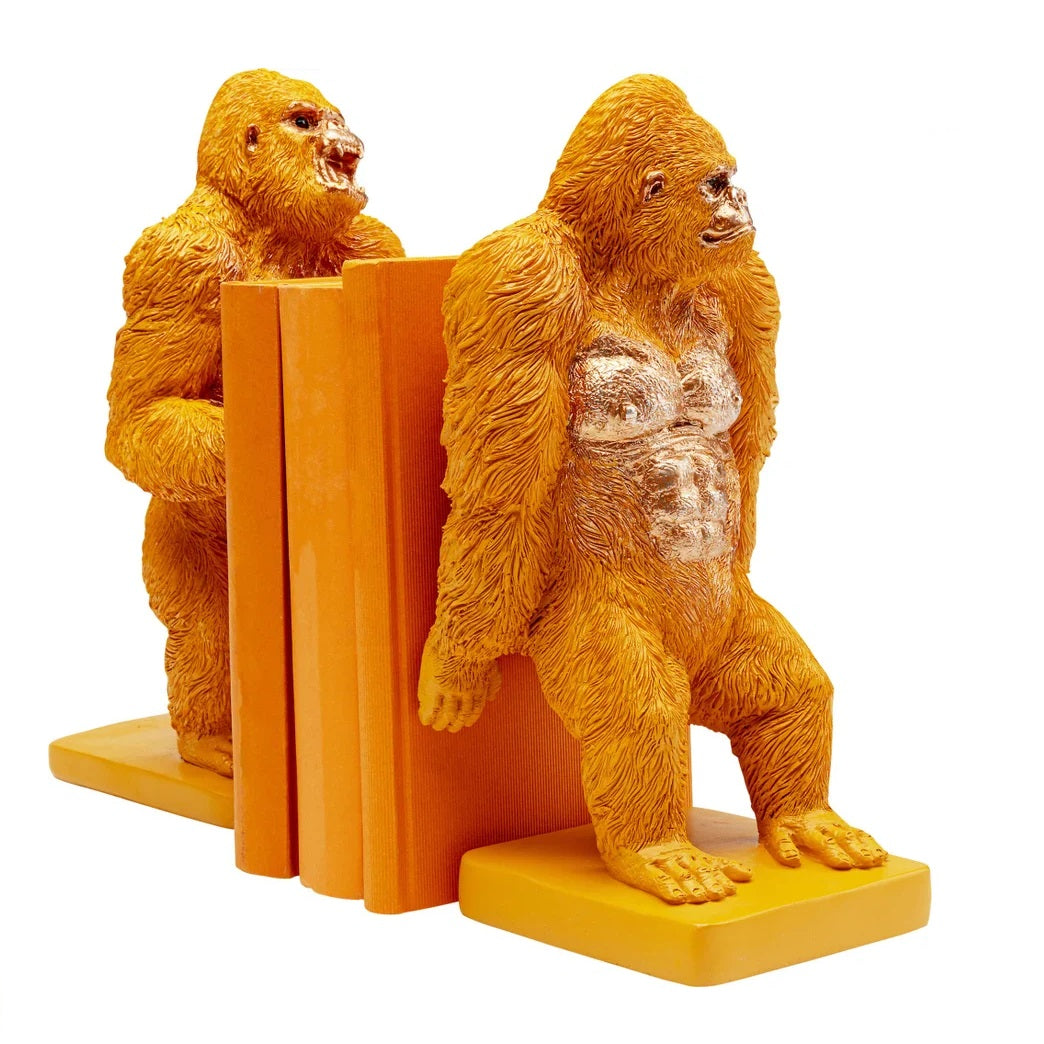 Fermalibri Gorilla Arancione Set da 2 pezzi Design Decorativo di Carattere