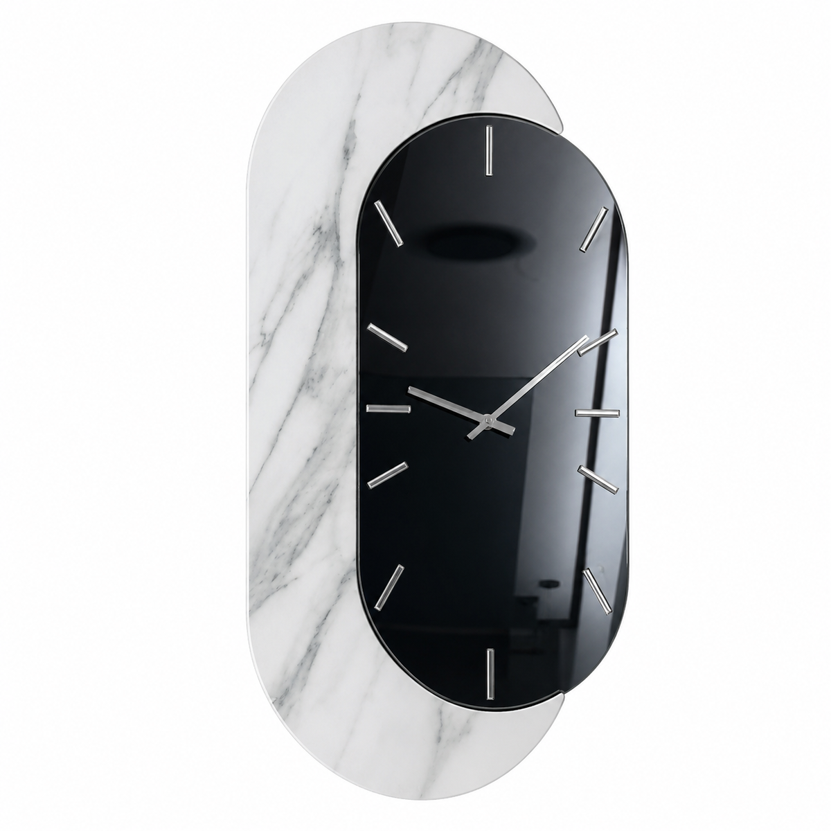 Orologio da Parete Nora Grigio con Specchio e Dettagli Marmo 48 x 95 cm