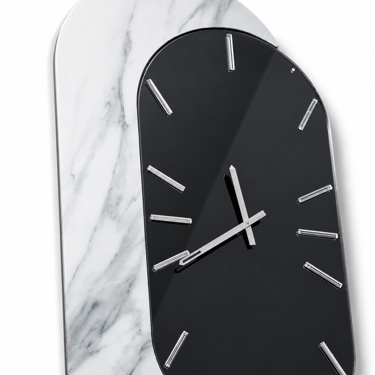 Orologio da Parete Nora Grigio con Specchio e Dettagli Marmo 48 x 95 cm