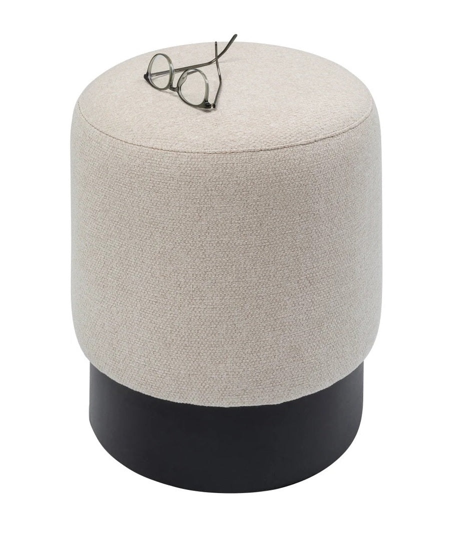 Sgabello Pouf Decorativo Cherry Crema in Tessuto Base Nera Ø36cm