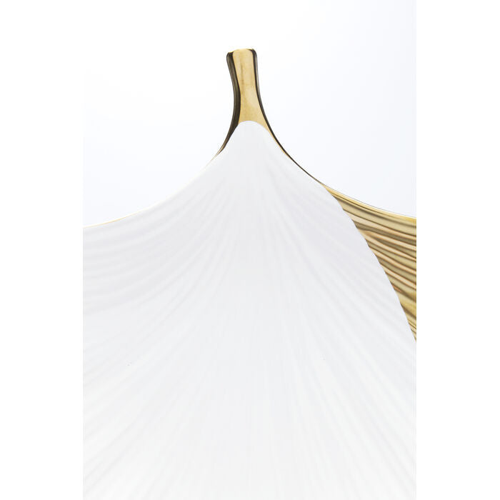 Centrotavola Decorativo Ginkgo Elegance Side in Ceramica Bianco e Oro
