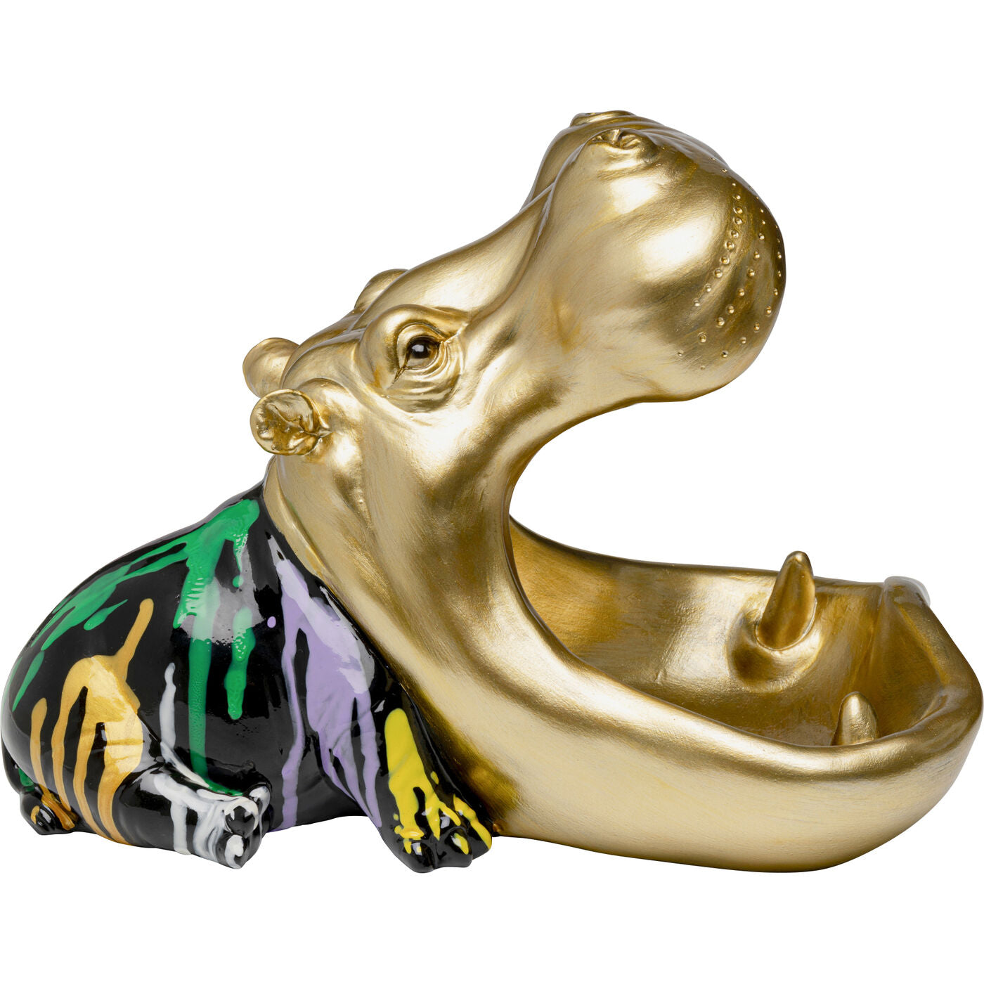 Centrotavola Statua decorativa Di Ippopotamo Hungry Hippo 31 cm Oro In Poliresina