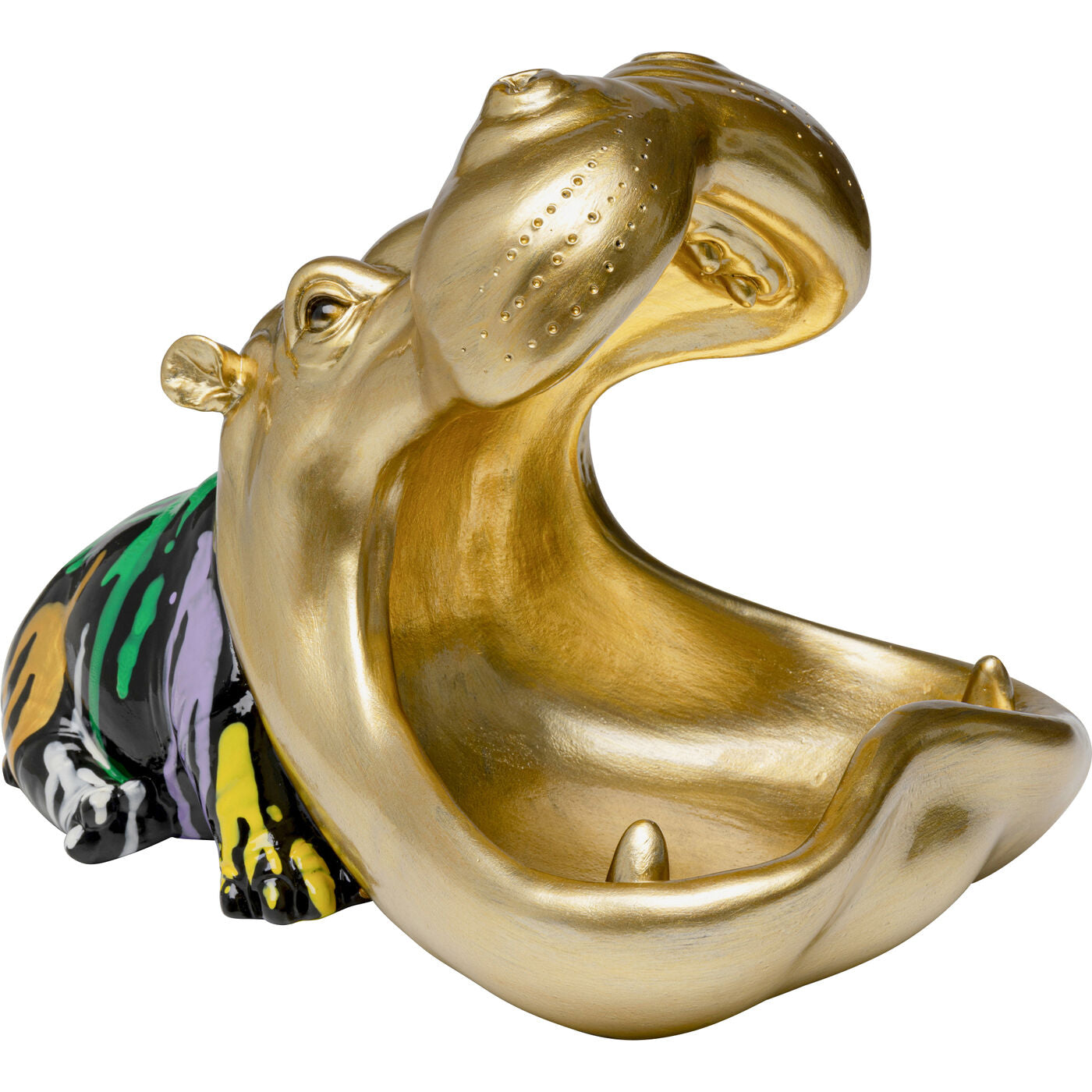 Centrotavola Statua decorativa Di Ippopotamo Hungry Hippo 31 cm Oro In Poliresina