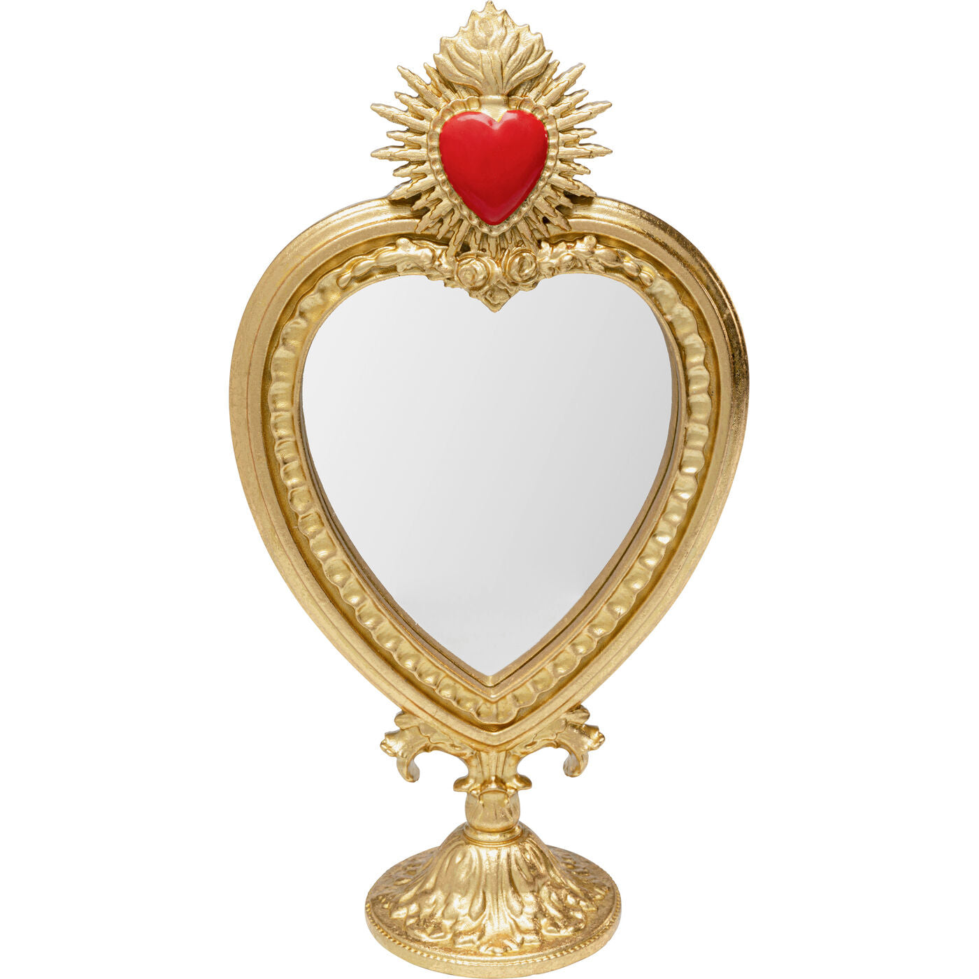 Specchio da tavolo Flaming Heart Cuore Sacro Oro 31cm