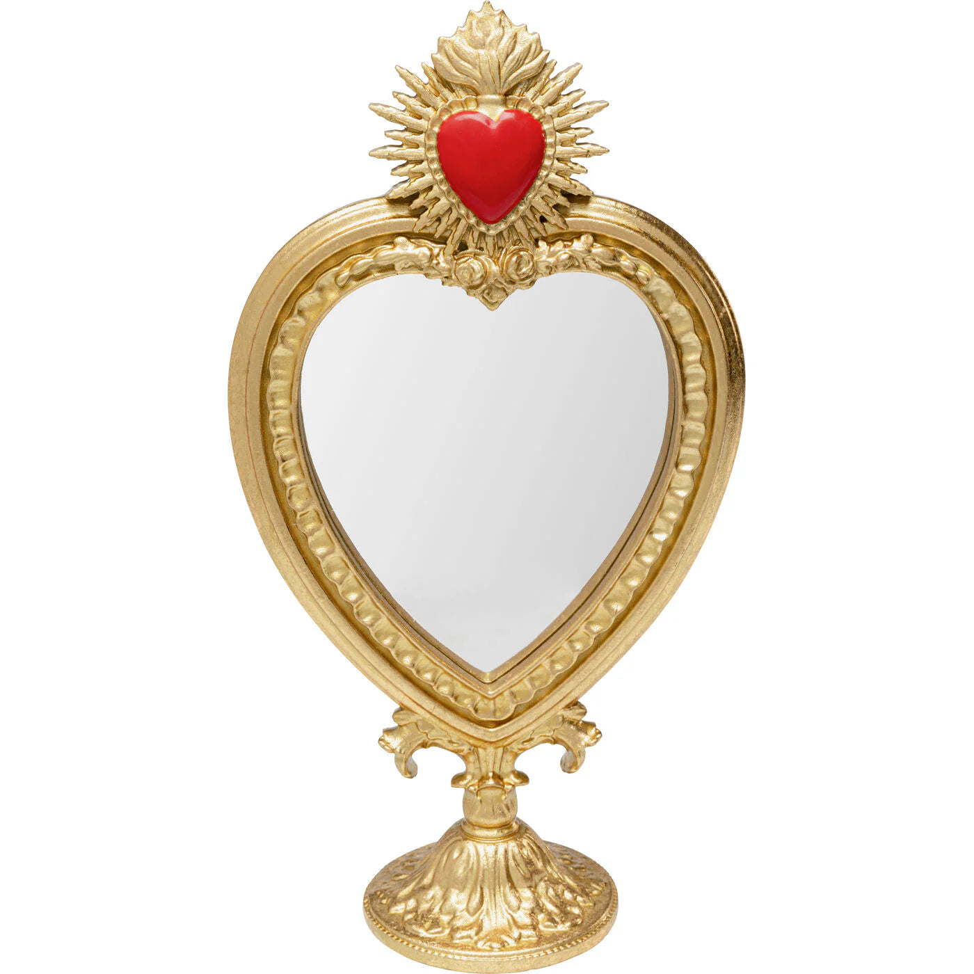 Set Flaming Heart Oro Specchio da Tavolo e Cornice Portafoto