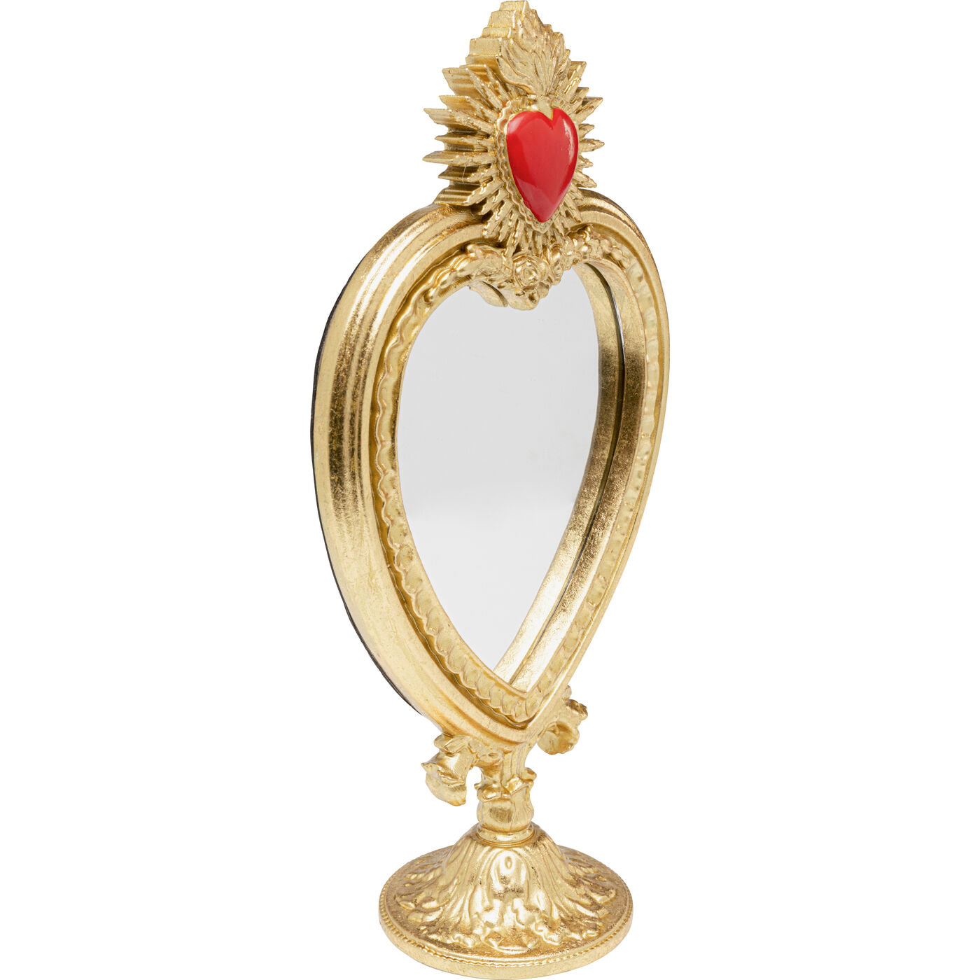 Specchio da tavolo Flaming Heart Cuore Sacro Oro 31cm