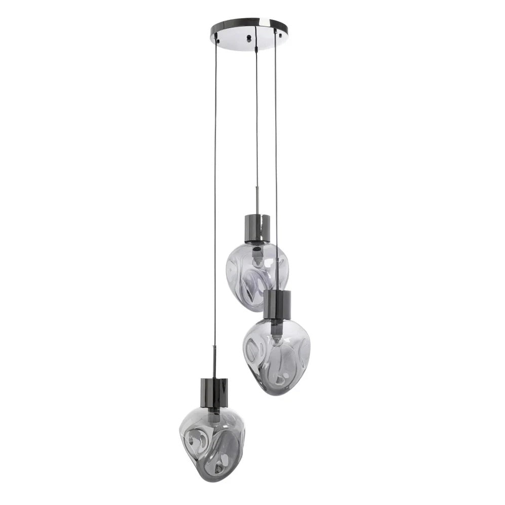 Lampadario a Sospensione Supernova Smoky Tre Sfere Design Organico Ø45cm