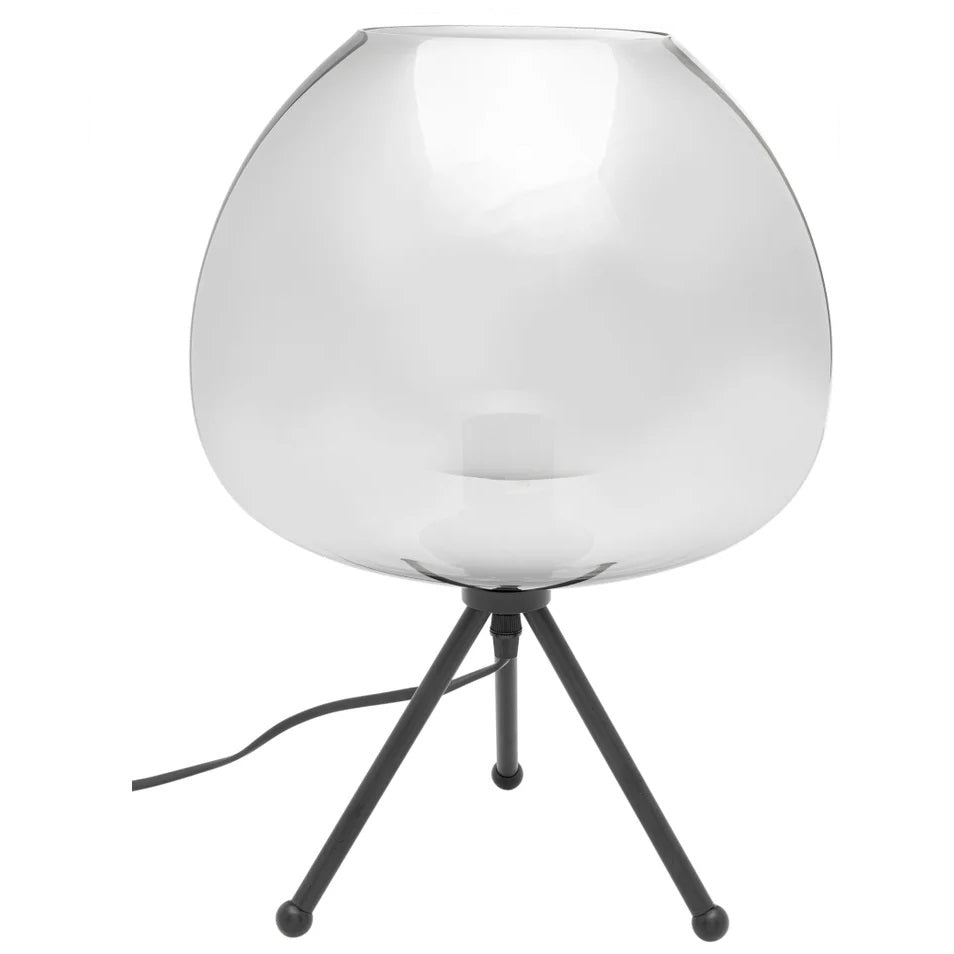 Lampada da Tavolo Sphere Sfera in Vetro Vetro Fumé con Base in Metallo Nero