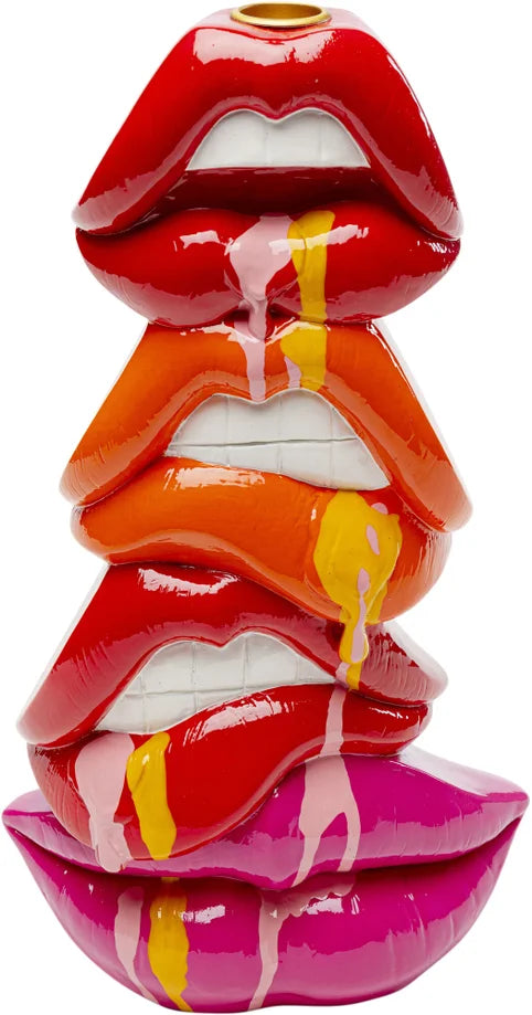 Portacandela Decorativo Labbra Lips Multicolor Design Pop In Poliresina