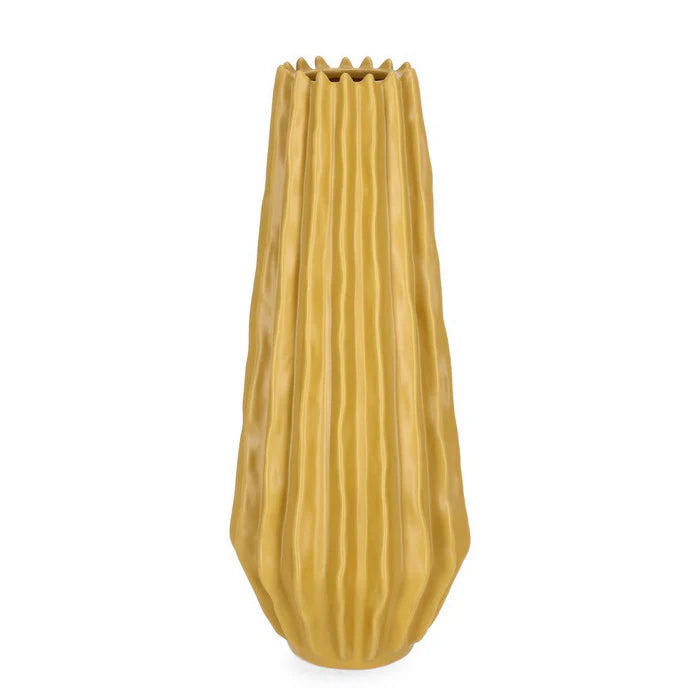 Vaso Decorativo Eldar in Ceramica Ocra H33 cm
