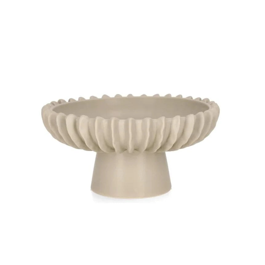 Set Eldar Beige Vaso Alto E Alzata Decorativa