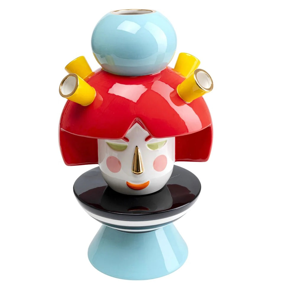 Vaso Decorativo Volto Puppet Girl 36cm Pop Multicolore