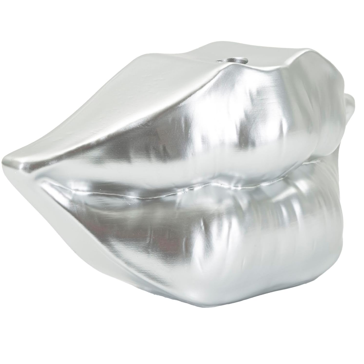 Vaso Decorativo Labbra Mouth Lip Argento in Resina 23 x 8 x H12 cm