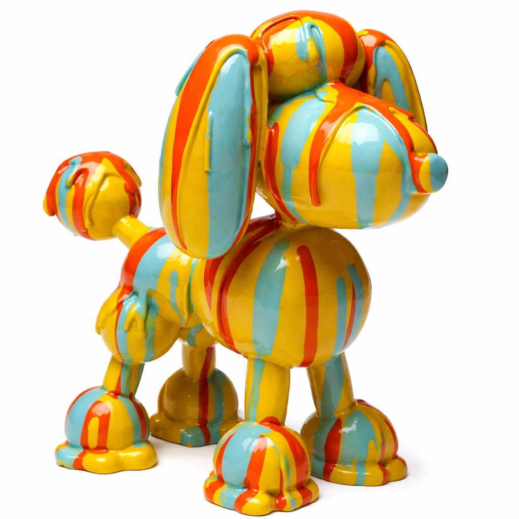Statuetta Decorativa Cane Barboncino Multicolor Dog Holi 17cm Scultura Design Pop