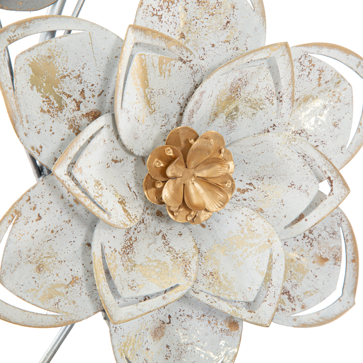 Pannello Decorativo da Parete Artic in Ferro 3D 39 x 67,5 cm con Fiori e Foglie