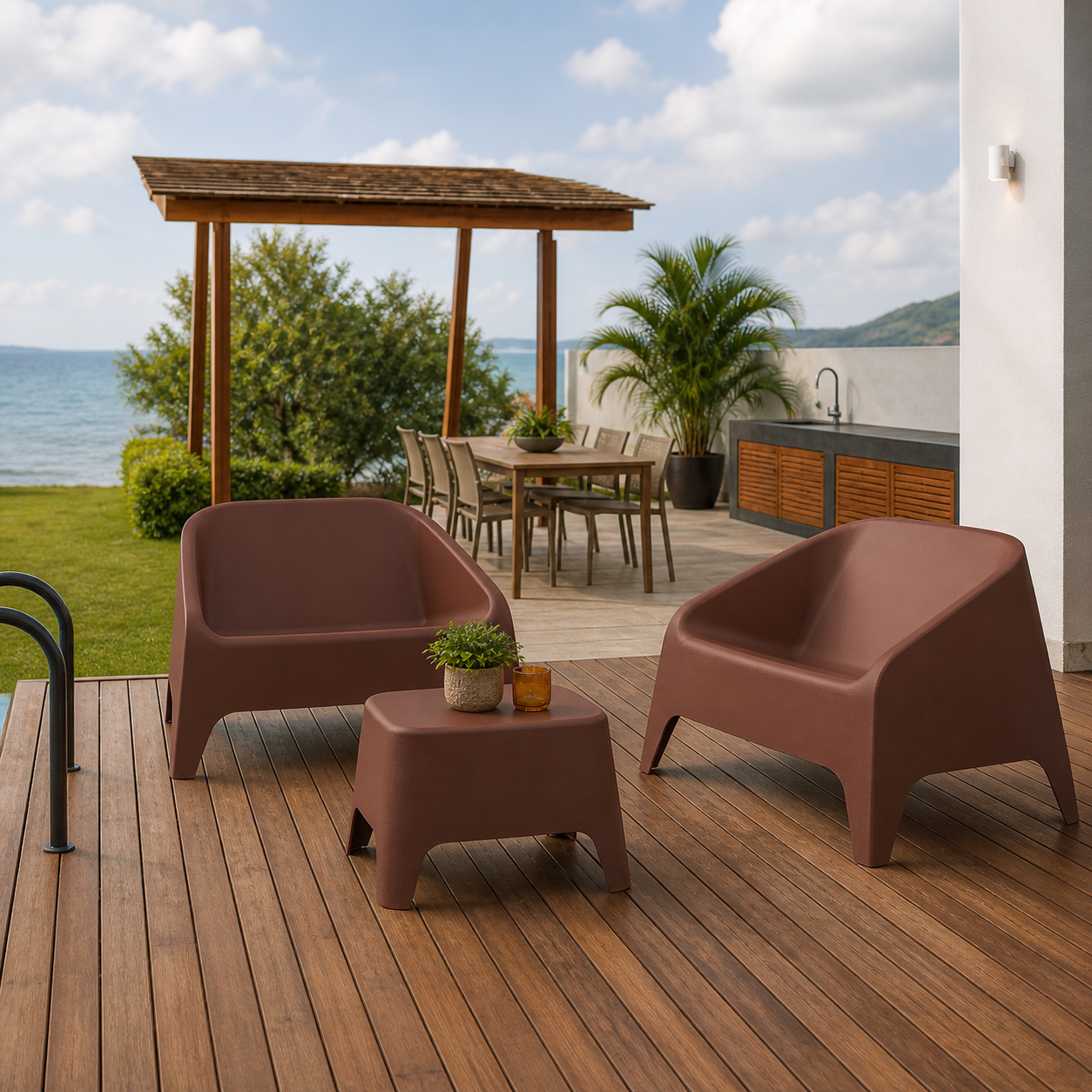 Set Salotto da Giardino Matera 4 Pezzi Terracotta