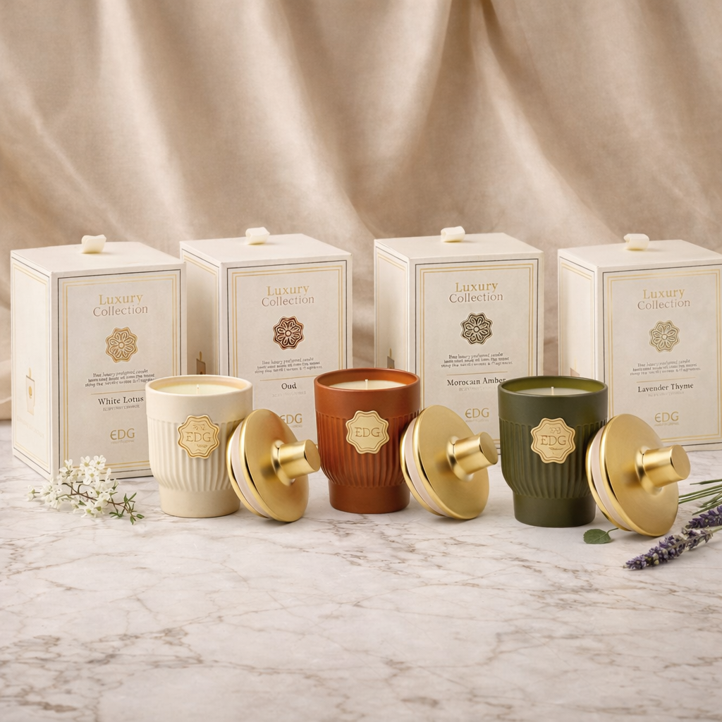 Candela Profumata LUXURY con Vaso e Coperchio H 16cm 420 g