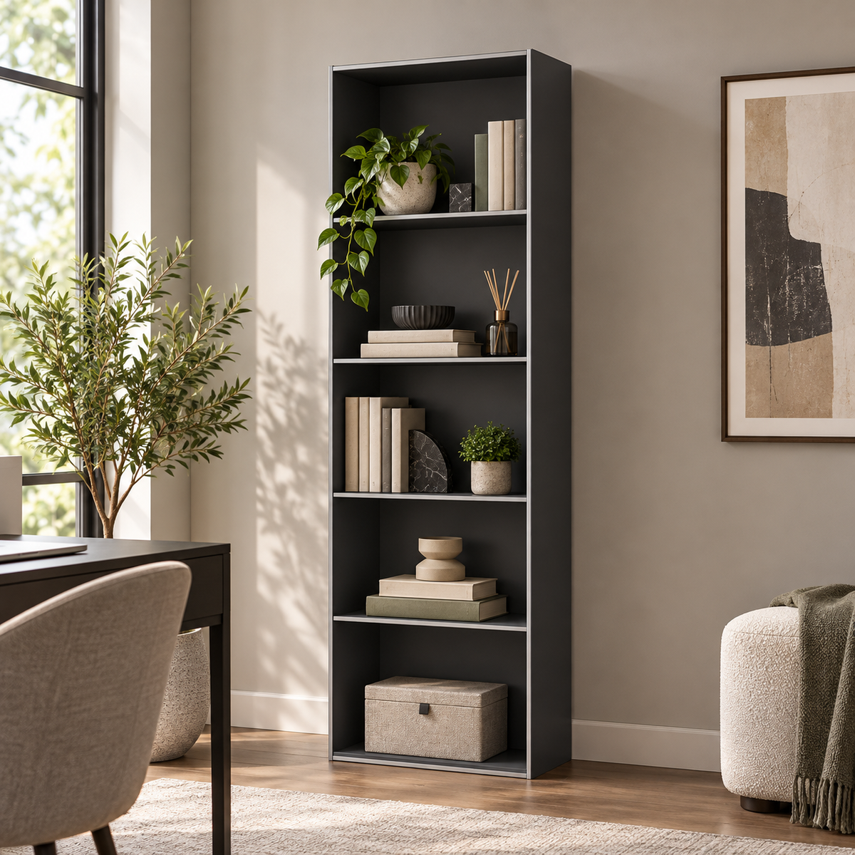 Libreria 4 Ripiani Colonna 50x22,8x157,4 cm Design Moderno 4 Colori