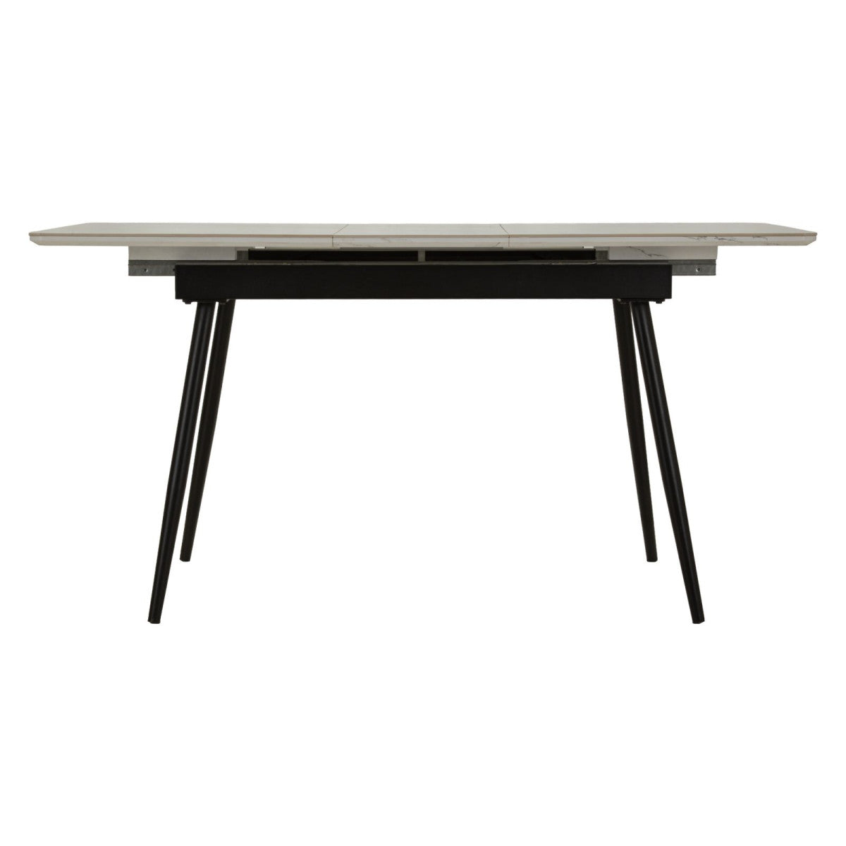 Tavolo da Pranzo Allungabile Matt 120-155x80x75 cm Struttura Nera e Piano Effetto Marmo