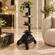 Libreria Turtle Carry Nera H 93 cm con 3 Ripiani Design Scultura Tartaruga