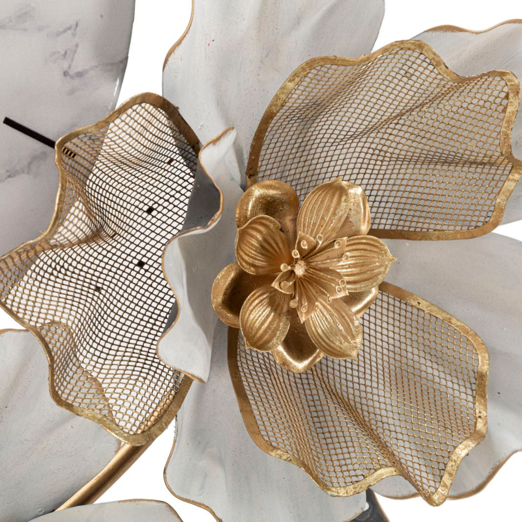 Orologio da Parete Flowers 64x64 cm con Fiori e Foglie Decorativi