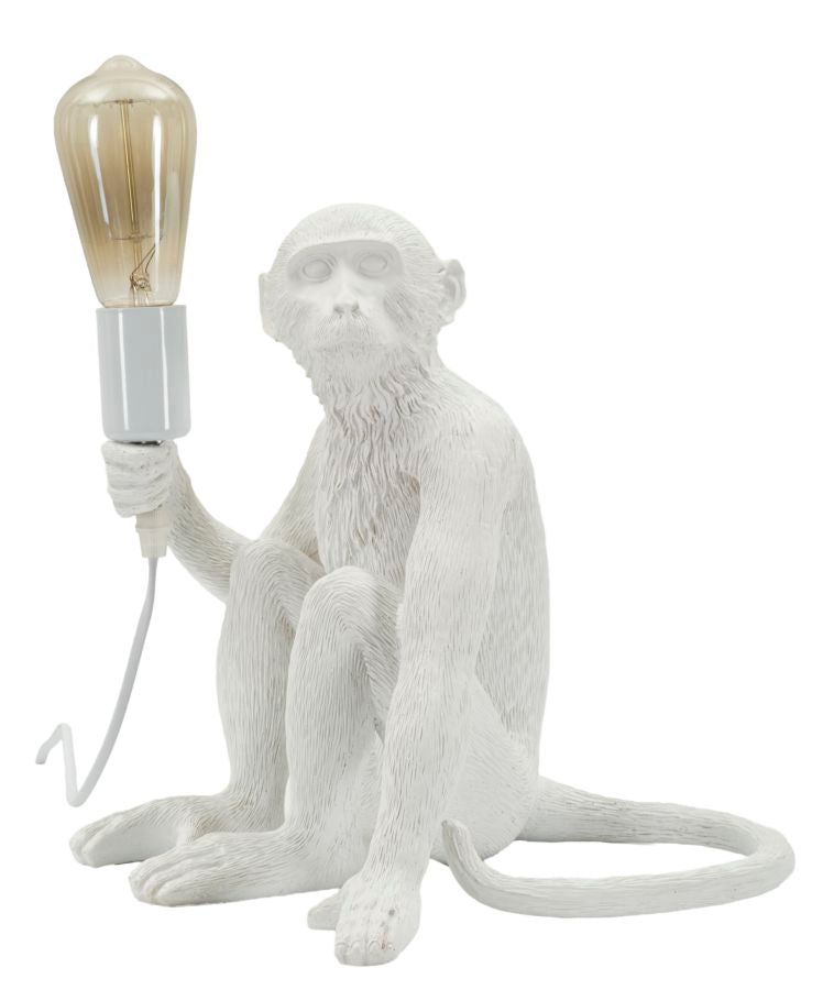 Lampada Tavolo Monkey Seduta Bianca in Poliresina 32x33x32cm