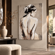 Quadro Figurativo Talent 80x120 cm Donna in Toni Neutri e Bianco Nero