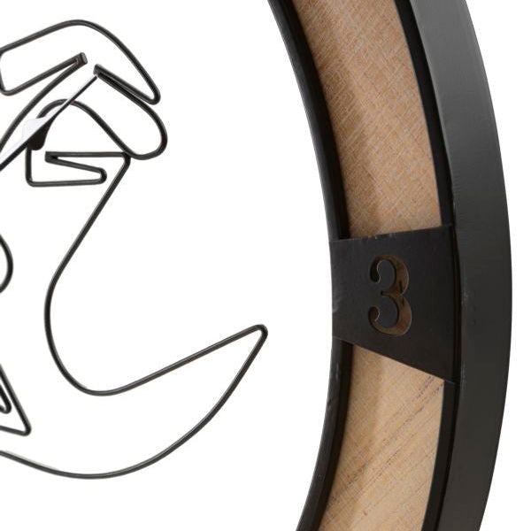 Orologio da Muro Couple Ø 60x3 cm in Ferro e Legno