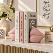Fermalibri Bocca Rosa in Poliresina 27 cm Coppia Decorativa Pop Glam