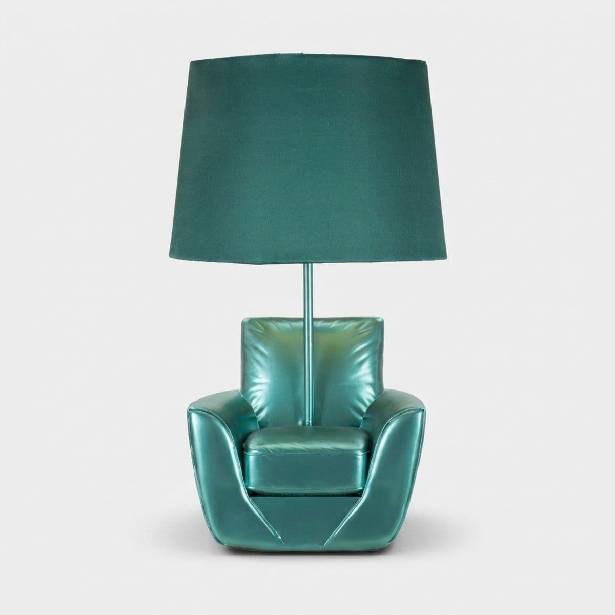 Lampada da Comodino Midcentury Turchese Ø26x43 cm con Base a Poltrona