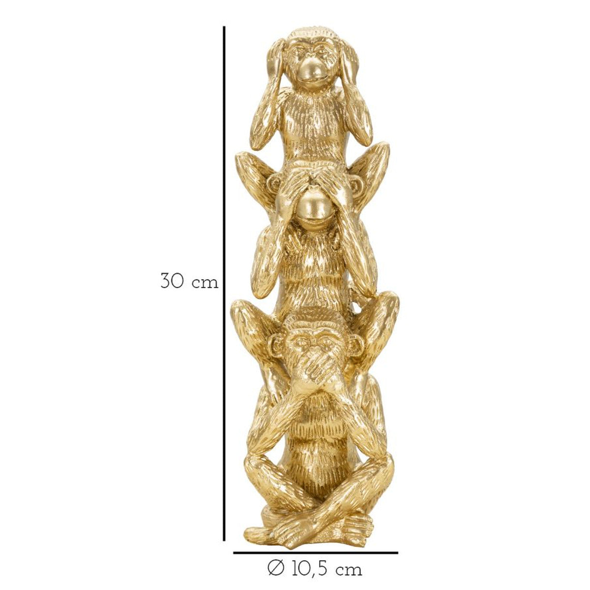 Oggetto Decorativo Scimmie Tower Oro 30 cm in Poliresina