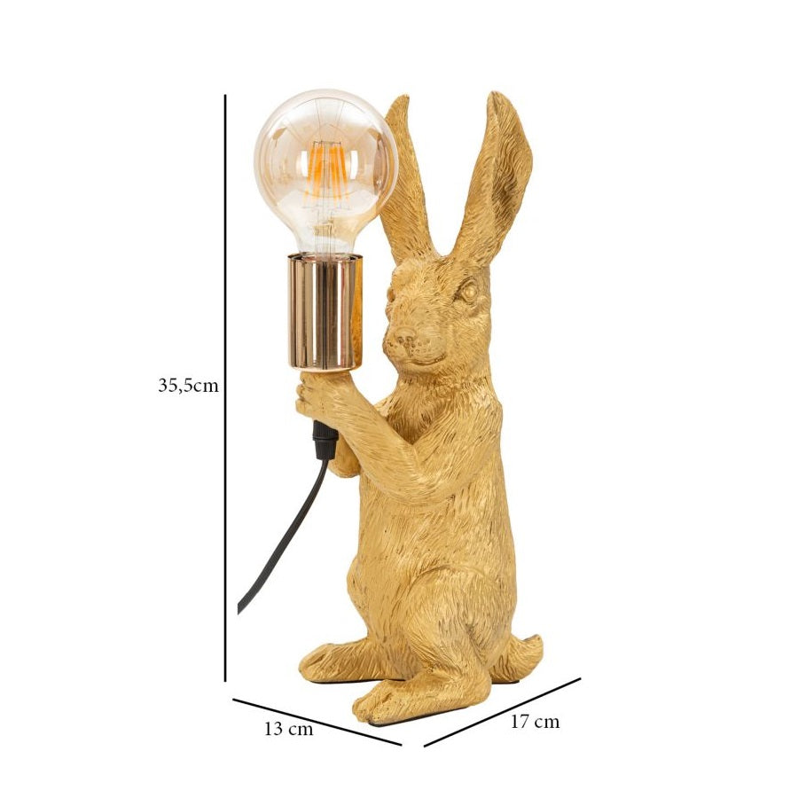 Lampada da Tavolo Coniglio Oro in Resina 13 x 17 x H35,5 cm