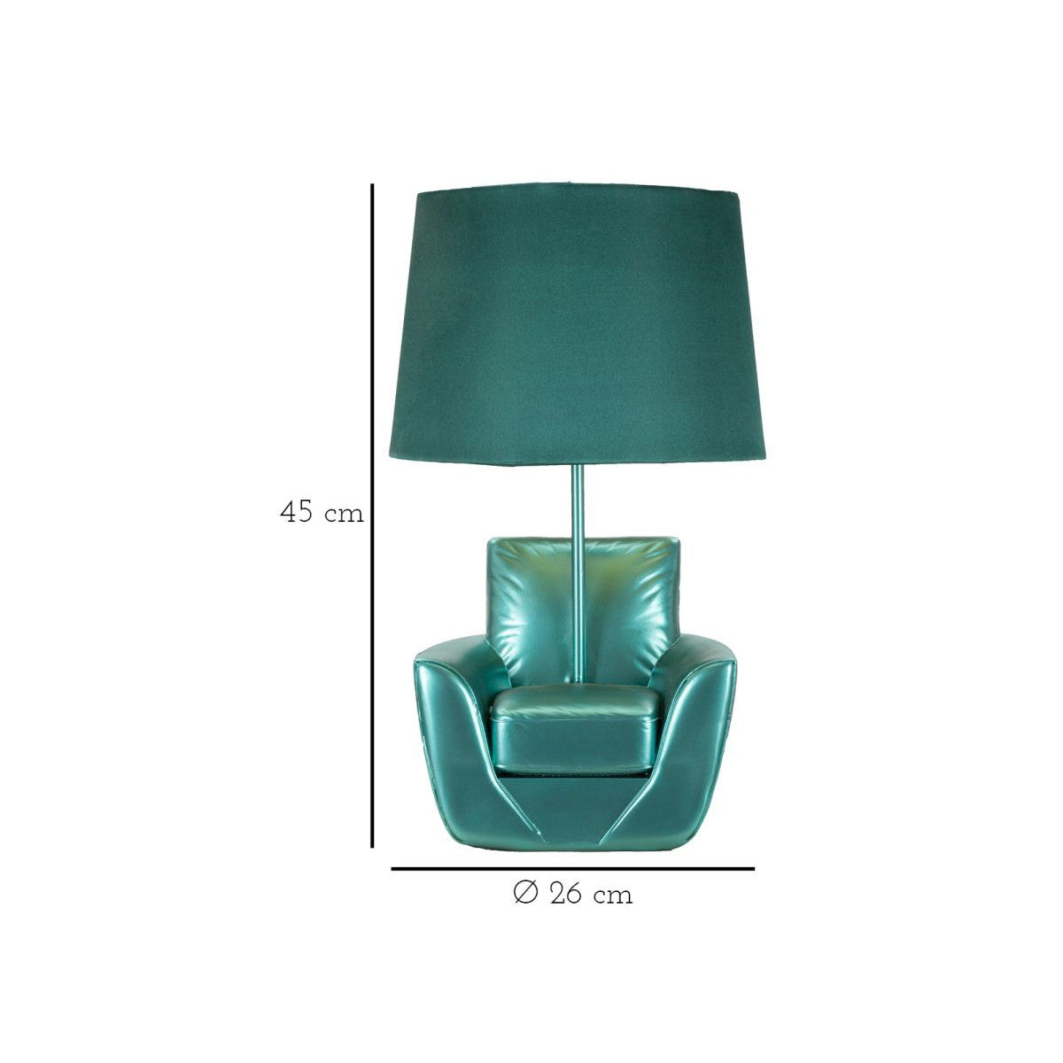 Lampada da Comodino Midcentury Turchese Ø26x43 cm con Base a Poltrona