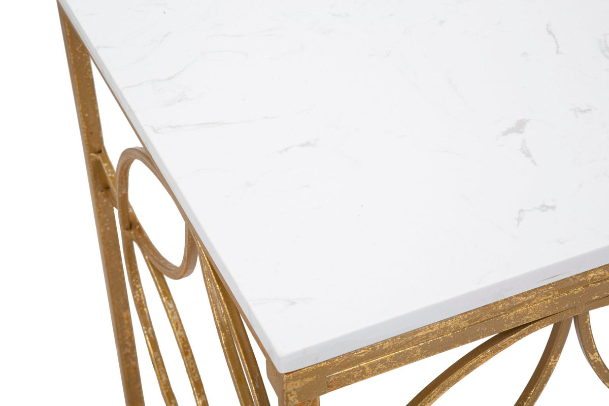 Console Star in Metallo Oro e Marmo Bianco 120 x 40 x H80 cm