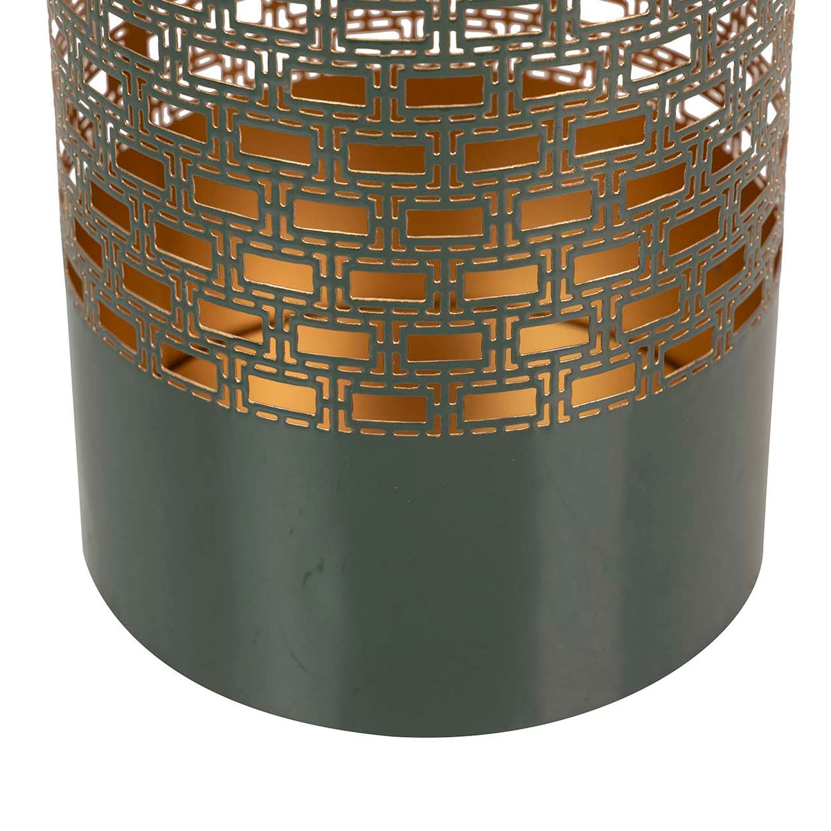Portaombrelli in Metallo Nero e Oro H45 cm con Decorazione Traforata