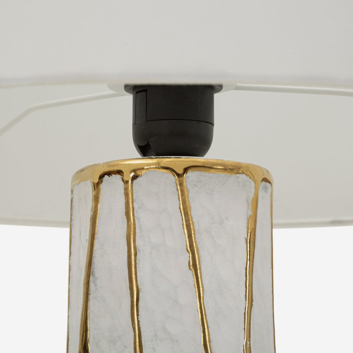 Lampada da Tavolo Tangeri Ø40x60 cm in Ceramica Bianca e Oro