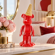 Statuetta Decorativa Orso Con Gelato Bear 40 cm Pop in Poliresina