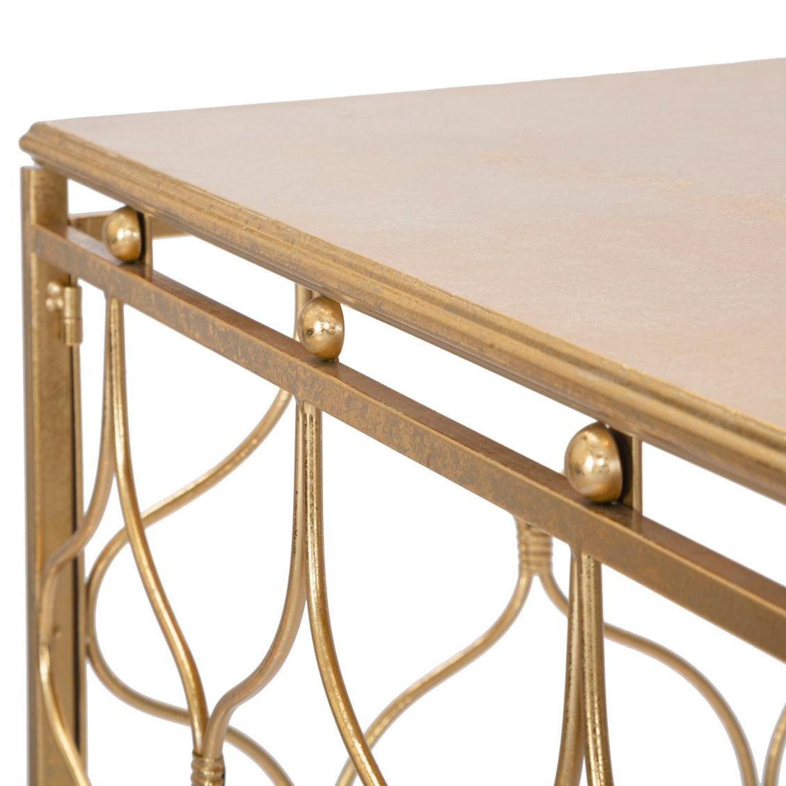 Consolle Arab Oro 96,5x41x78 cm Console in Metallo Dorato con Design Arabeggiante