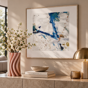 Quadro Astratto Gallery 60x60 cm con Cornice Decorazione da Parete Blu e Oro
