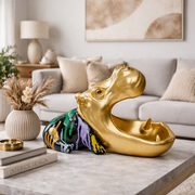 Centrotavola Statua decorativa Di Ippopotamo Hungry Hippo 31 cm Oro In Poliresina