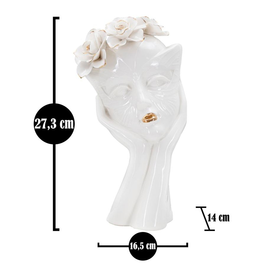 Vaso Decorativo Woman Mask in Porcellana Bianca H27,3 cm