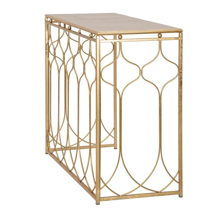 Consolle Arab Oro 96,5x41x78 cm Console in Metallo Dorato con Design Arabeggiante