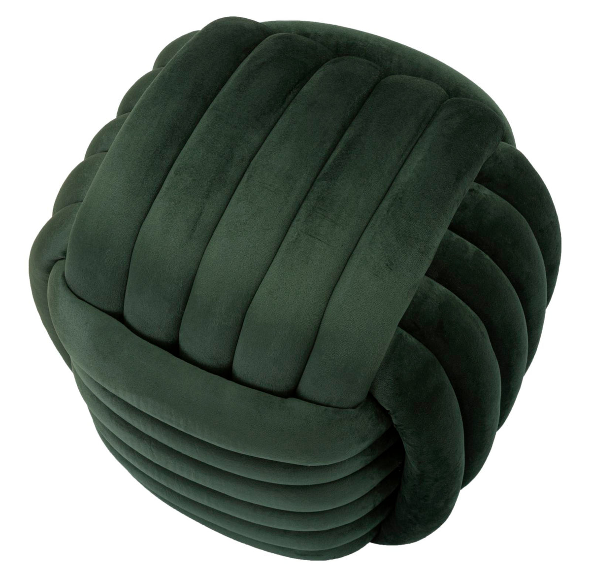 Pouf Annodato in Velluto Verde 45 x 45 cm Seduta Decorativa Morbida
