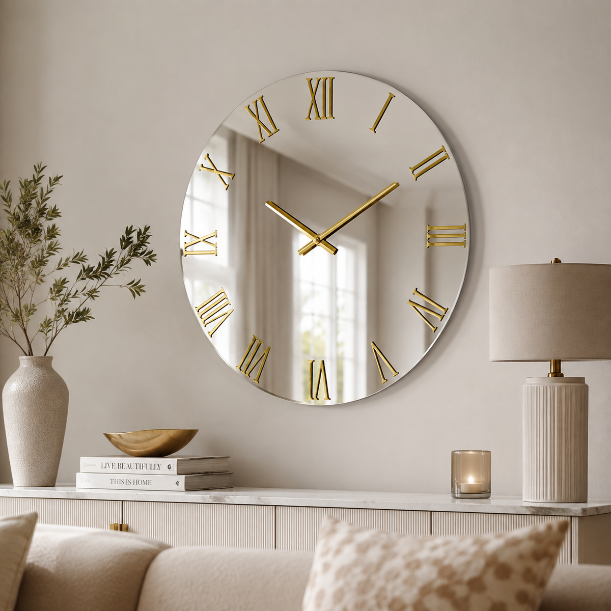 Orologio da Parete Quarzo Argento Specchio Artidea 60x60 cm
