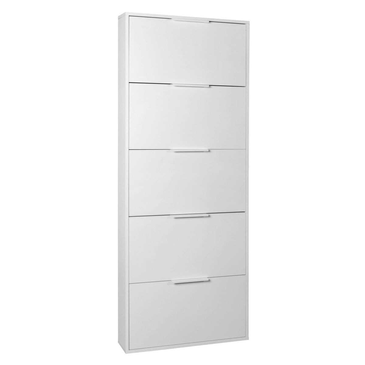 Scarpiera Slim 5 Ribalte 65x15xH174 cm – Bianco e Rovere Artisan